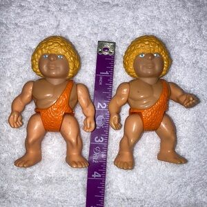 Vintage 1987 Playskool Definitely Dinosaurs Caveman Toy Action Figures Orange